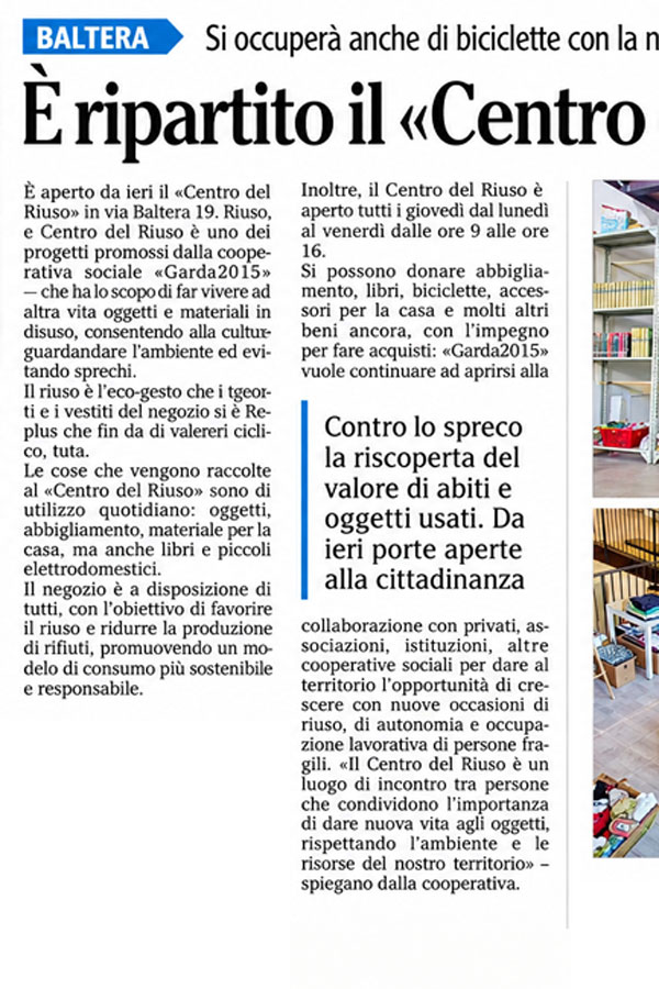 L'Adige - È ripartito il “centro del riuso”